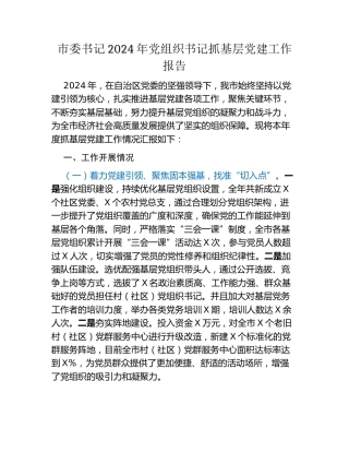 市委书记2024年党组织书记抓基层党建工作报告