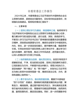 市委常委会工作报告