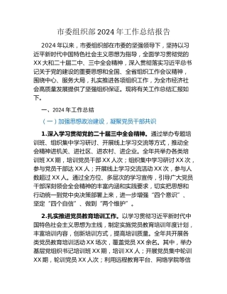 市委组织部2024年工作总结报告