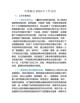 市委编办2024年工作总结