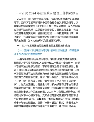 市审计局2024年法治政府建设工作情况报告