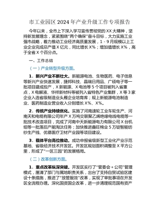 市工业园区2024年产业升级工作专项报告