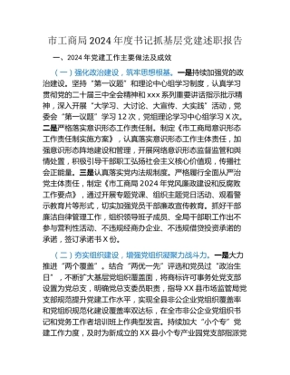 市工商局2024年度书记抓基层党建述职报告