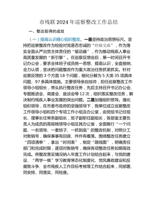 市残联2024年巡察整改工作总结