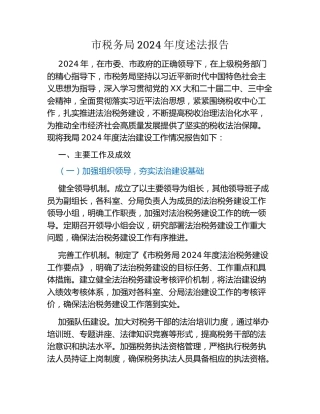 市税务局 2024 年度述法报告