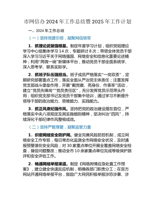 市网信办2024年工作总结暨2025年工作计划