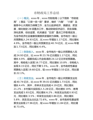 市财政局工作总结