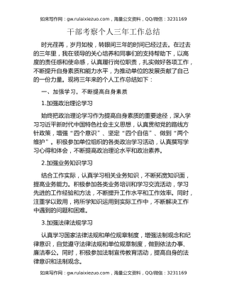 干部考察个人三年工作总结