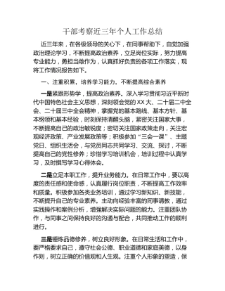 干部考察近三年个人工作总结