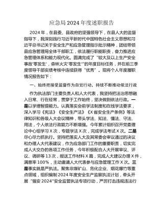应急局2024年度述职报告