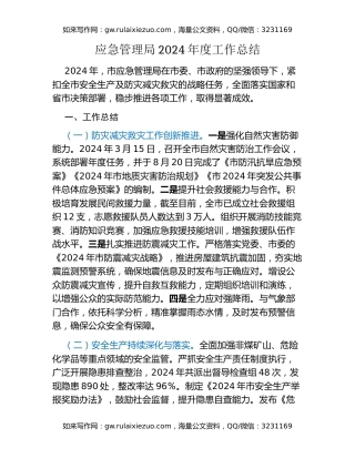应急管理局2024年度工作总结（2）