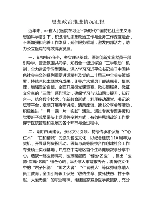 思想政治推进情况汇报