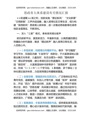 思政育人体系建设有关情况汇报