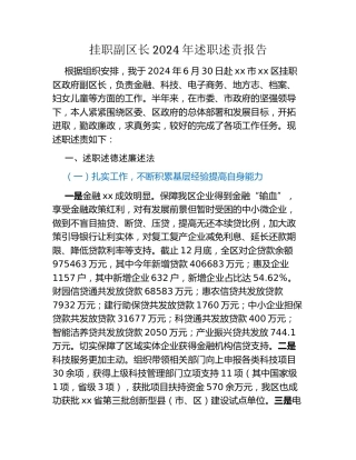 挂职副区长2024年述职述责报告