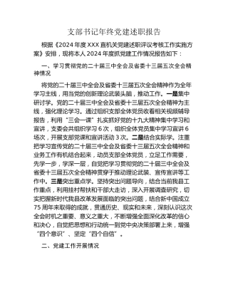 支部书记年终党建述职报告