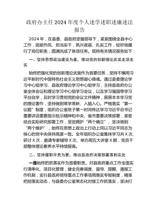 政府办主任2024年度个人述学述职述廉述法报告