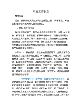 政府工作报告-乡镇人代会用