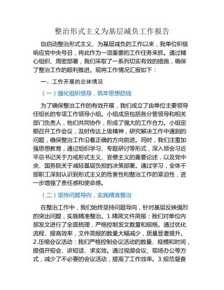 整治形式主义为基层减负工作报告