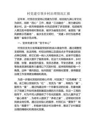 村党建引领乡村治理情况汇报