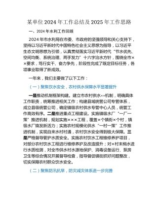 某单位024年工作总结及2025年工作思路