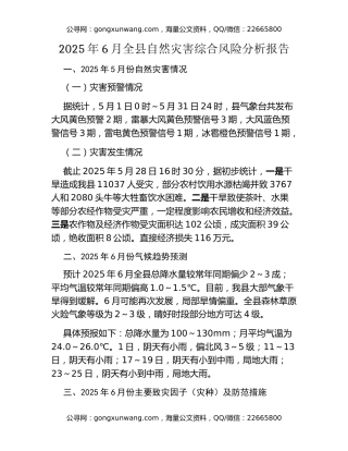 2025年6月全县自然灾害综合风险分析报告