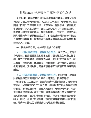 某局2024年度青年干部培养工作总结
