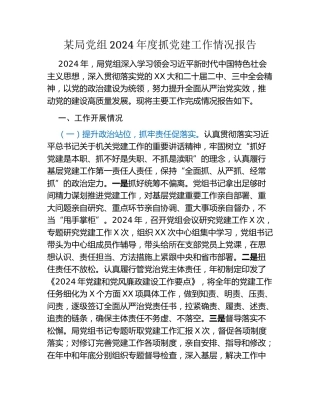 某局党组2024年度抓党建工作情况报告