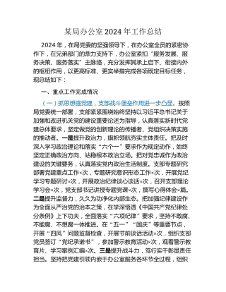 某局办公室2024年工作总结