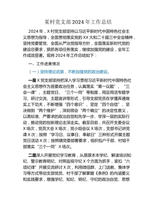 某村党支部2024年工作总结
