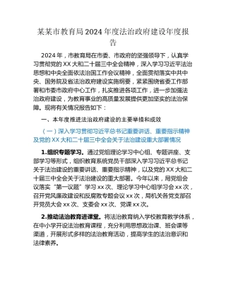某某市教育局2024年度法治政府建设年度报告