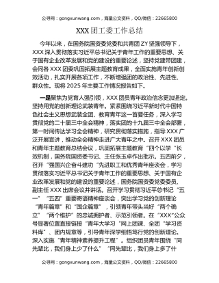 XXX团工委工作总结