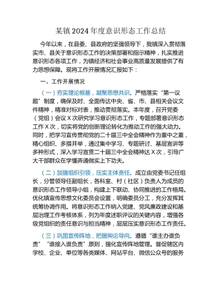 某镇2024年度意识形态工作总结