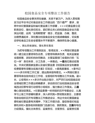 校园食品安全专项整治工作报告