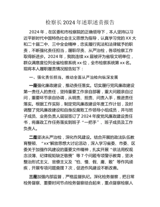 检察长2024年述职述责报告