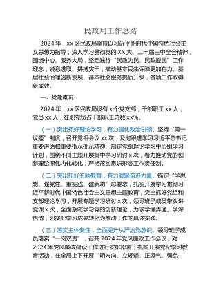 民政局工作总结