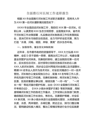 河长工作述职报告