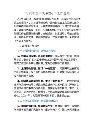 治安管理大队2024年工作总结