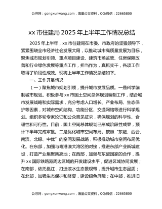 xx市住建局2025年上半年工作情况总结（2）