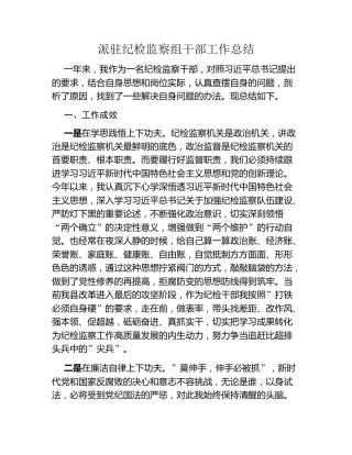 派驻纪检监察组干部工作总结