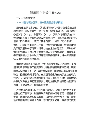 清廉国企建设工作总结