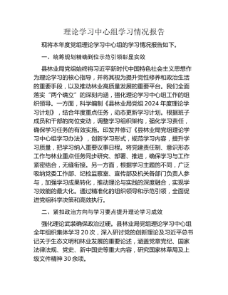 理论学习中心组学习情况报告