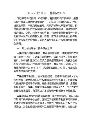 知识产权重点工作情况汇报