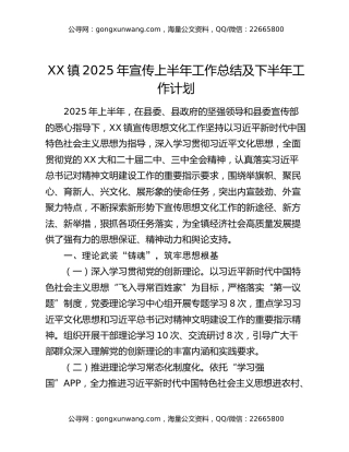 xx镇2025年宣传上半年工作总结及下半年工作计划