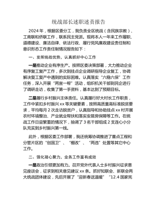 统战部长述职述责报告
