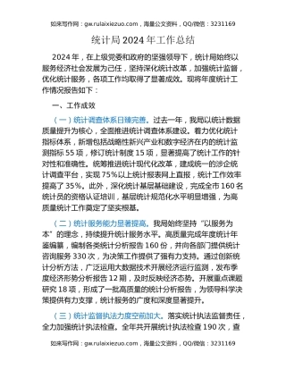 统计局2024年工作总结