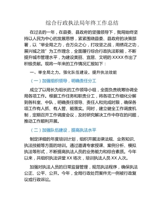 综合行政执法局年终工作总结 (2)