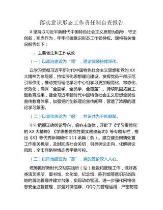 落实意识形态工作责任制自查报告