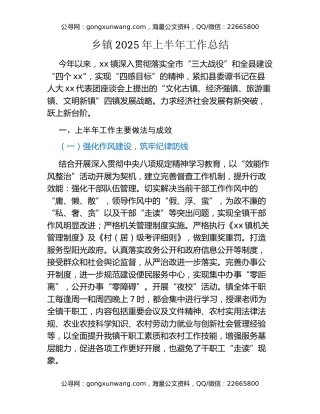 乡镇2025年上半年工作总结（2）