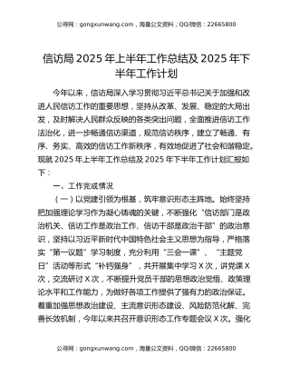 信访局2025年上半年工作总结及2025年下半年工作计划