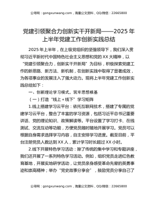 党建引领聚合力创新实干开新局——2025年上半年党建工作创新实践总结